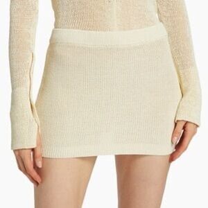 Aya Muse Ivory Knit Mini Skirt Womens Medium Cotton Blend Casual Basic